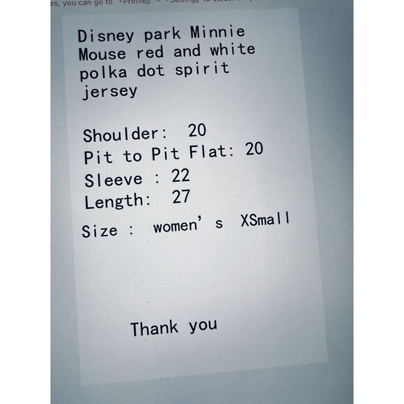 Disney Shirt Womens X-Small Red Spirit Jersey Minne Mouse Polka Dot World Resort - Picture 8 of 8